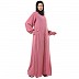 Casual front open abaya- Tulip Pink